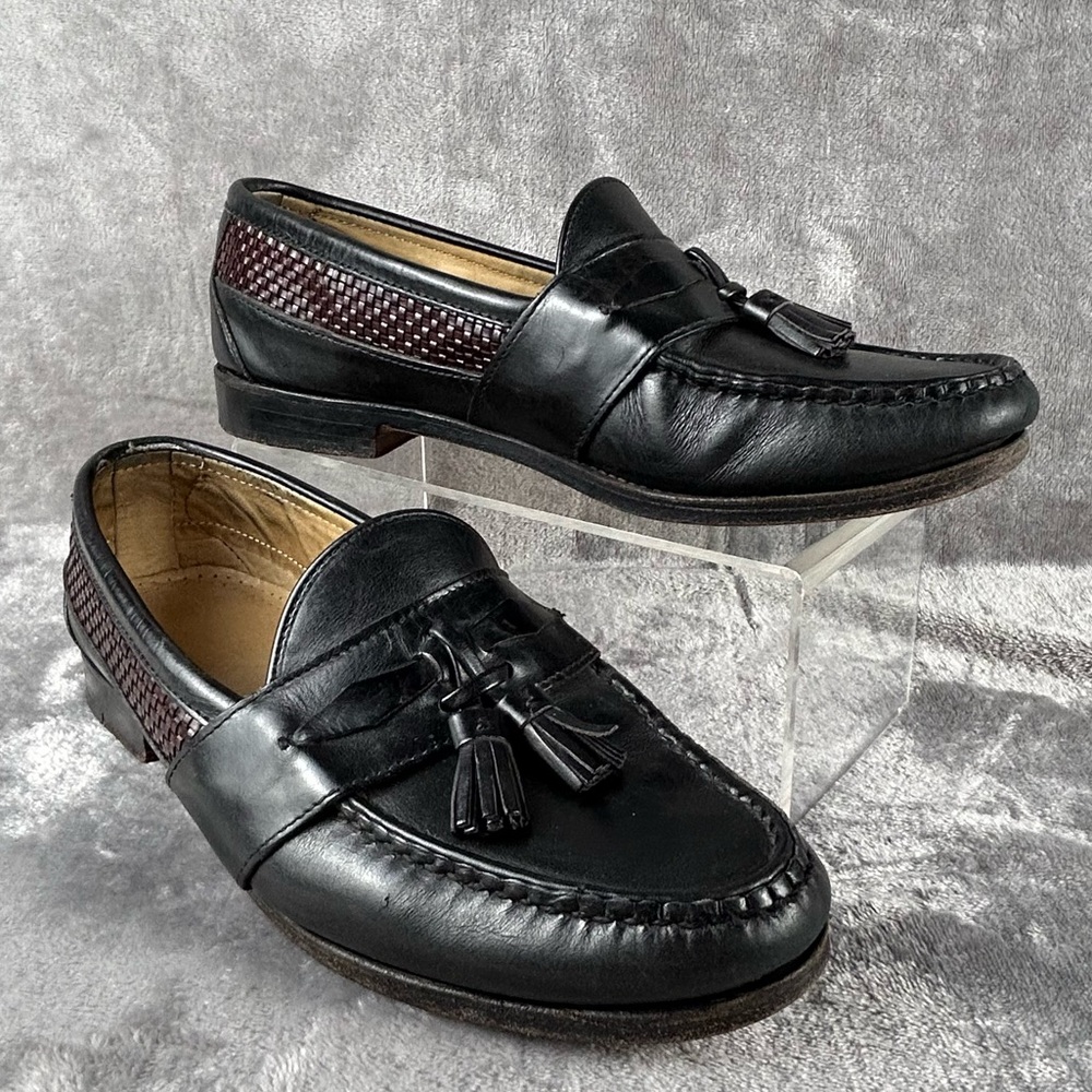 Allen Edmonds Bennington Loafers Mens 10.5 Two Tone Black Brown Tassel Loafers